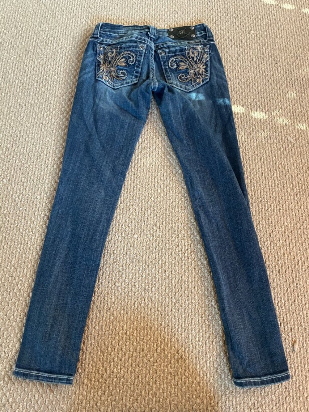 Miss Me Skinny Jeans 26 Women's Fleur-de-lis Embriodered Embellished